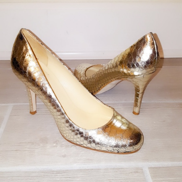 kate spade Shoes - KATE SPADE New York Gold Snakeskin Heels